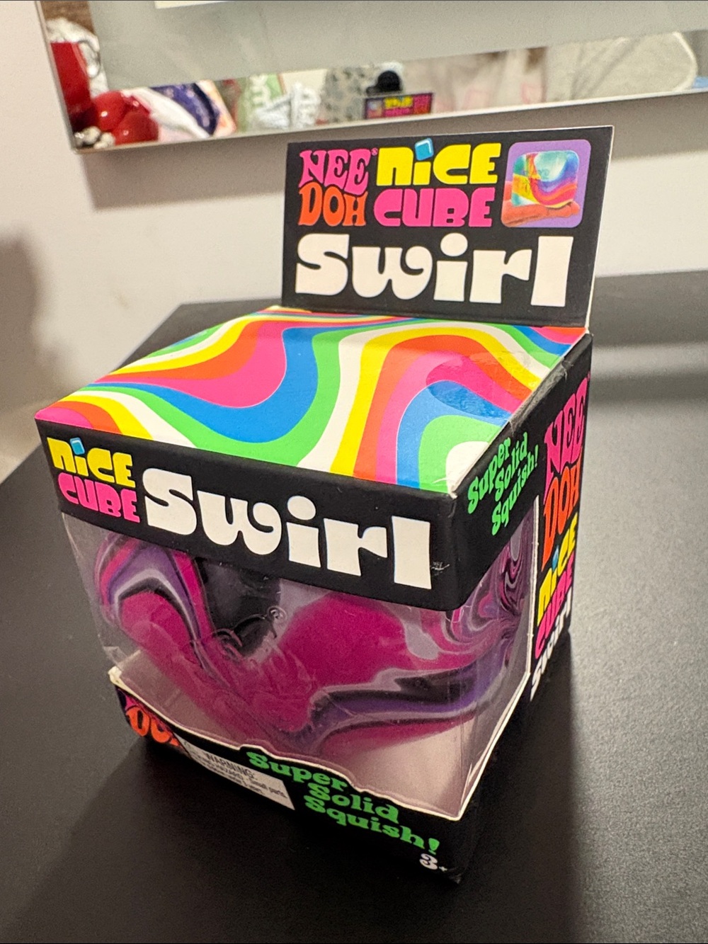 NeeDoh Nice Cube Swirl Super Solid Squish - Pink Swirl